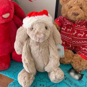 Spot Goods Jellycat Christmas Shy Christmas Hat Bugs Bunny Doll Plush Rabbit Doll Gift