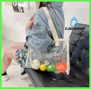 CJH SHOP ch Bag Clear Tote Bag Portable Waterproof Transparent Wash Bag Camping Tote Bag Transparent Hand Bags for Women Cosmetic Bag for Pool Camping Picnic Gym Travel