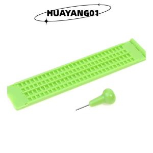 HUAYANG01 [HOT FASHION] กระดานชนวนสำหรับเขียนอักษรเบรลล์แบบพกพาสำหรับฝึกใช้ปากกาสไตลัส