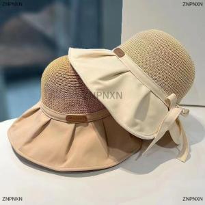 [COD] ZNPNXN Women Bucket Hat Summer UV Protection Big Wide Brim Beach Sun Hats Outdoor Travel Bows Panama Caps Ponytail Caps