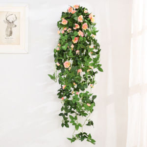 2.4M Artificial Fake Flowers Hanging Decor Silk Rose Flower Ivy Vine Garland Wedding Party Home Decoration