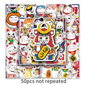 50pcs Kawaii Maneki Neko Luck Cartoon Cat Stickers Graffiti Laptop Phone Case Car Waterproof Cute Sticker Kids Toys