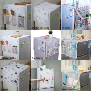BISA COD (BAHAN PEVA) - Cover Kulkas Anti Air Tutup Kulkas / Tutup Taplak Kulkas 2 Pintu Alas Penutup Kulkas / Sarung Kulkas Waterproof 1 Pintu Dengan Kantong Pouch Storage Kulkas / Cover Kulkas 1 Pintu