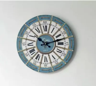 European Roman Retro Wall Clock Fake Rope Printing Home Wall Ultra Quiet Decorative Wall Clock 35X35cm