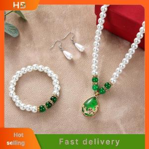 HB Vintage Fashion Pearl Jewelry Set For Women Necklace Earrings Bracelet Set Wedding Party Jewelry Gift Pendientes