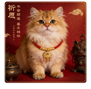 Universal pet collar for cats and dogs - Handmade pet jewelry - Cat and dog collar 卡通宠物项圈猫狗通用可调节平安锁宠物饰品手工宠物项链送礼