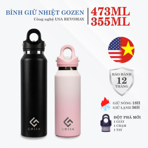 Combo 2 bình giữ nhiệt Gozen 473ml và 355ml đóng mở một giây chỉ cần một tay Twist-Free Revomax bảo hành 12 tháng
