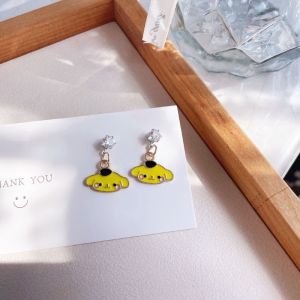 1Pair Sanrio Cartoon Anime Hello Kitty Earrings Cute Kuromi Melody Pacha Cinnamonroll Silver Needle Earring Girl Cartoon Earring