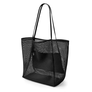 Foldable Hollowed out Tote Bag Multifunctional Beach Hand Bag Large Capacity Mesh Shopping Bag