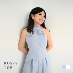 Rossy Top - Everyday Sook | Halter Neck Top | Pakaian Atasan Wanita | Flower Pearl Top Korean