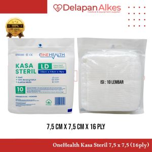 OneHealth Kasa Steril 75 x 75 cm 16 Ply Satuan Per Piece Perban Lipat Dalam Penutup Luka 75x75