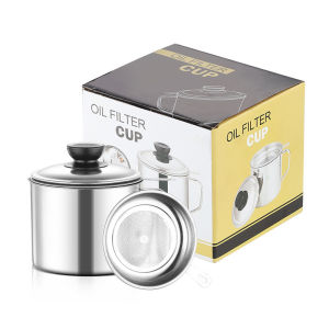 MLADEN Stainless Steel Oil Filter Tank Filter Residue Filter Oil Pot with Strainer Handle Oil Storage Dispensers