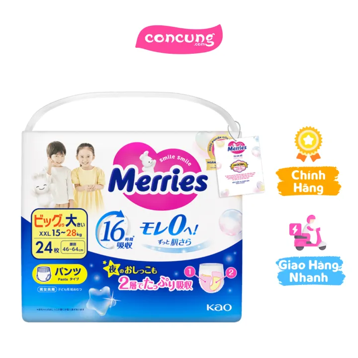 Tã quần Merries (XXL, 15-28kg, 24 miếng)