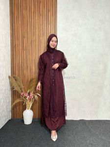 BISA COD SYAFA DRESS SATIN SET OUTER BRUKAT GAMIS KONDANGAN BRIDESMAID BUSUI FRIENDLY