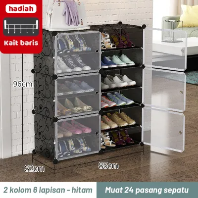 Jkeep Rak Sepatu Susun Tertutup Tempat Sepatu Kotak Sepatu Transparan Lemari Sepatu Anti Debu 4 /6/8 Susun