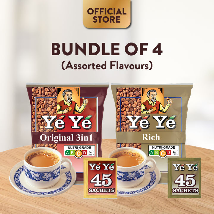 (Bundle of 4) YEYE Instant 3in1 Coffee, 45 sachets Lazada Singapore