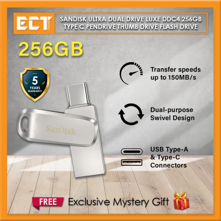 Sandisk Ultra Dual Drive Luxe DDC4 256GB 512GB 1TB 150MB/s USB 3.1 Type C Pendrive Thumb Drive Flash Drive