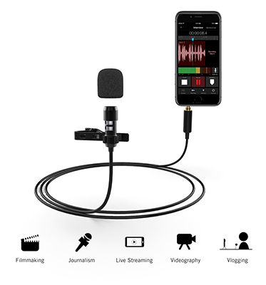 FIFINE Lavalier Lapel Microphone for Cell Phone DSLR Camera,External Headset Mic for YouTube Vlogging Video/Interview/ Podcast-C1