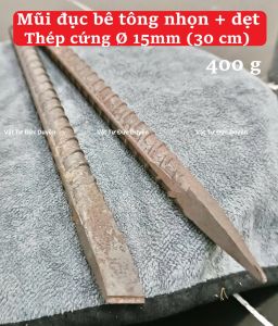 Mũi Đục bê tông NHỌN + DẸT bằng thép xoắn xây dựng chịu lực tải cao Ø 16mm - Dài 30 cm