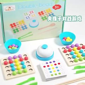 Montessori Wooden Toy Wooden Clip Beads Math Toy Sorting Bowls Color Matching Puzzle Educational Toy