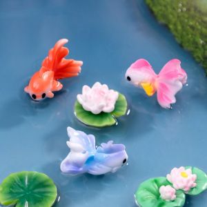 ANGY  Decorative Gold Fish Micro Landscape Resin Simulation Mini Colorful Fish Cute Cartoon Gold Fish Ornaments Fish Tank