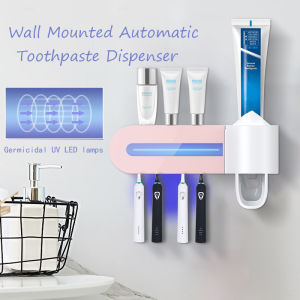 Tempat Sikat Gigi Automatic Toothpaste Holder Sterilisasi Ultraviolet tempel dinding Tempat Penyimpanan Sikat Gigi Dispenser Pasta Gigi