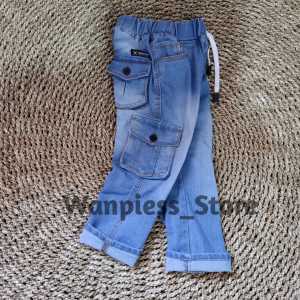 Celana Jeans Anak Cargo Umur 1-7 Tahun | KAIN JEANS STRECH PREMIUM