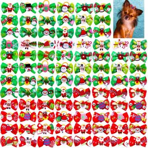 ER52858 Holiday Boutique Pet Elastic Christmas Rubber Band Dog Grooming Bows Dog Hair Accessories Hair Clips Dog Hair Bows