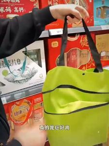 Shopping bag with wheels can be folded to buy vegetables small cart pull wheel portable 39*55*14CM