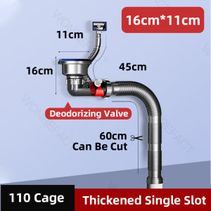 Single Tank Drain Pipe Kitchen Basin Drain Pipe Accessories Sink Drain Pipe Set Deodorizing Rear Valve Core Single Tank Drain Set