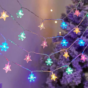 B.LIVEM 🌟50%OFF🌟LED Snowflake String Light แบตเตอรี่ขับเคลื่อนห้องนอนสวนกลางแจ้ง Fairy Garland โคมไฟงานแต่งงานปีใหม่ตกแต่งคริสต์มาส