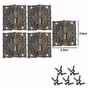 10sets Antique Bronze Cabinet Door Hinge for DIY Box Furniture Hinges With Screws 180 Degree 4 Holes Home Accessory