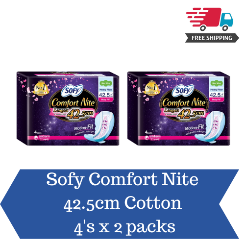  Sofy Body Fit Night Slim Wing Pads-Comfort Nite Cotton Soft  29cm 16S, Instant & Speedy Absorption with Raised Center : Health &  Household