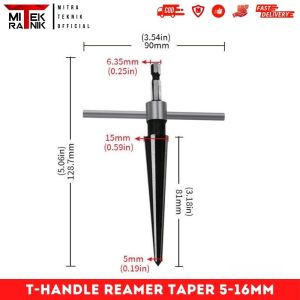 T Handle Reamer Taper Shank Hexagon Pin Reamer 3-13mm 5-16mm 6Flute