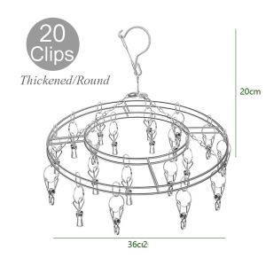 30/40/50/60 Clips Drying Rack Stainless Steel Clothes Hanger Sock Rack Clothes Drying Rack