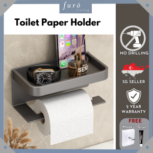 🇸🇬Toilet Paper Holder Bar Marble Tissue Roll Holder with Storage