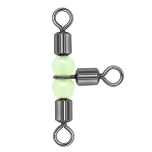 BLACKON Fishing Tackle Fishhook Lure Line Connector Rolling Triple Connector Luminous Beads Solid Ring Fishing Tackle Fishing Connector Fishing Swivel