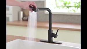 AU Rainfall stainless steel kitchen pull-out faucet hot and cold retractable universal swivel waterfall splash-proof sink faucet
