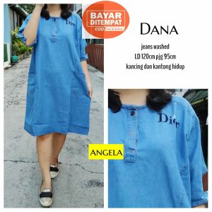 Dress Wanita Korea Jumbo XXL Jeans Terbaru - Sabrina Dress Pendek Daster Wanita - Daana Gaun Pesta Denim RIT SHOP