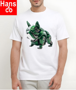 Kaos Pria 3 Dimensi Motif Animasi Bulldog Robot Tshirt Oblong Katun 24s H0212 By Hans & co