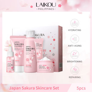 LAIKOU Japan Sakura Skin Care Set Whitening Moisturizer Serum Cream Cleanser Toner Anti-aging Eye Cream 5pcs