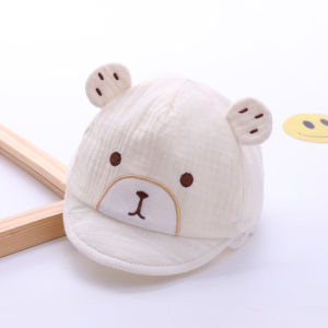 Cartoon Bear Baby Baseball Cap Toddler Sun Hat Summer Outdoor Sun Protection Childrens Sunshade Hat Breathable Fabric for Age 0-5 Month Beach and Outdoor Activities