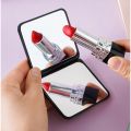 Gương trang điểm gấp gọn mini 2 mặt thường và phóng to màu đen vỏ nhám 7*6.5cm-HAUSE. 
