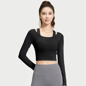 Áo thể thao yoga nữ tay dài có đệm áo sweatshirt chạy bằng lưới thoáng khí đồ lót thể thao áo tập thể dục