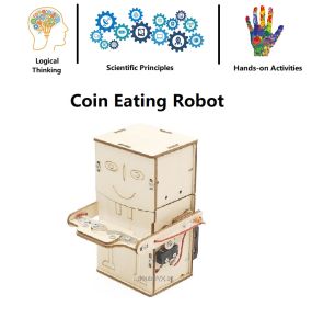 STEM DIY for Kids Educational Science Toy - Coins-Eating Robot Kids Science DIY Toys - Science Experiment Toys
