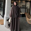 Abaya Gamis Dress Muslim Motif Salur Bahan LID Semiwoll Premium. 