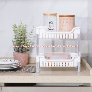 Keyway AE-272 Ractangular Rack 2tiers Rak Plastik 2Ttingkat Warna Putih Rak Bumbu Perkakas Peralatan Plastic