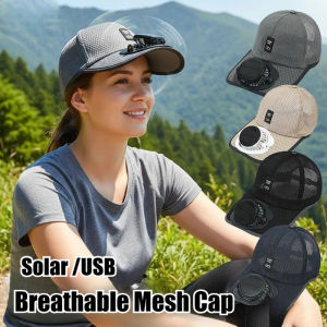 Breathable Mesh Cap Solar Fan Cap Outdoor Leisure Sun Shading and Sun Protection Baseball Cap USB Fan Cap