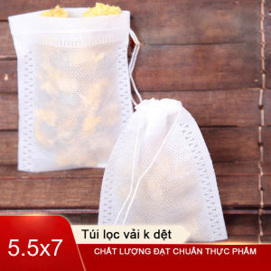 Set 100 Túi lọc trà cà phê thảo dược từ vải không dệt có dây rút tiện dụng.