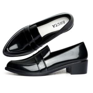 Trending Shiny Black Formal 5CM High Heel Shoes Easy Slip On High Quality Durable Sole Ladies Business Office School Uniform All Match Footwear 095523